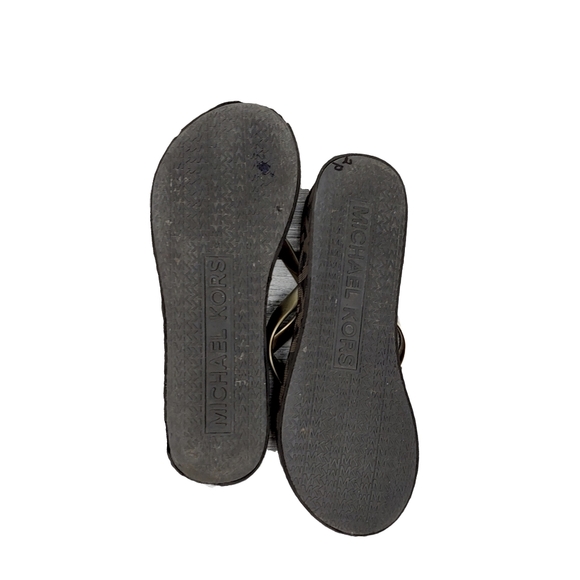 MICHAEL KORS Bedford Women's 8 MK Signature Brown Flip Flops**Priced to Sell** - Picture 5 of 6